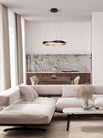 Nova Luce LED Pendelleuchte Dobi dimmbar 32W Schwarz Gold Aluminium Ø60cm 9030642