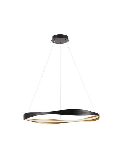 Nova Luce LED Pendelleuchte Dobi dimmbar 40W Schwarz Gold Aluminium Ø80cm 9030643
