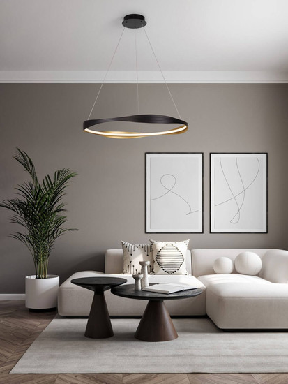Nova Luce LED Pendelleuchte Dobi dimmbar 40W Schwarz Gold Aluminium Ø80cm 9030643