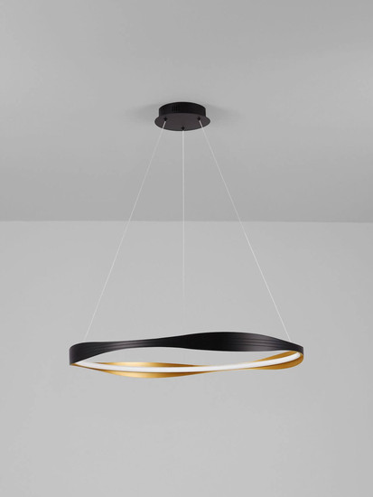 Nova Luce LED Pendelleuchte Dobi dimmbar 40W Schwarz Gold Aluminium Ø80cm 9030643