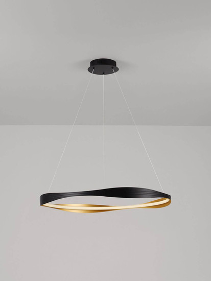 Nova Luce LED Pendelleuchte Dobi dimmbar 40W Schwarz Gold Aluminium Ø80cm 9030643