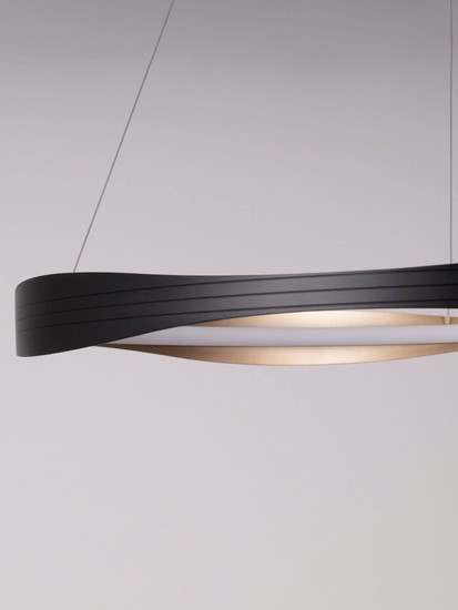 Nova Luce LED Pendelleuchte Dobi dimmbar 40W Schwarz Gold Aluminium Ø80cm 9030643