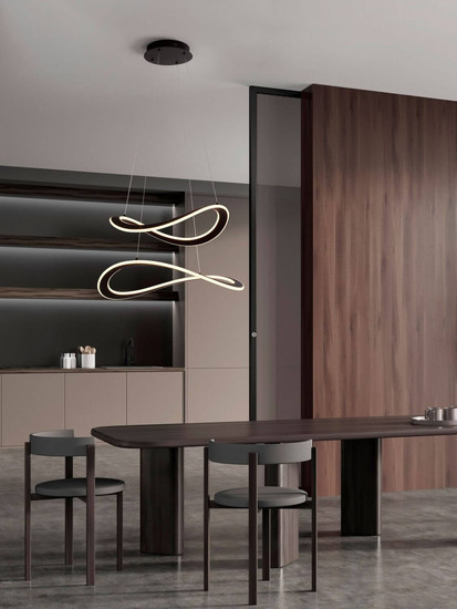 Nova Luce LED Pendelleuchte Celestia dimmbar 87W warmweiss 3000K Schwarz Aluminium Ø60cm 9030644