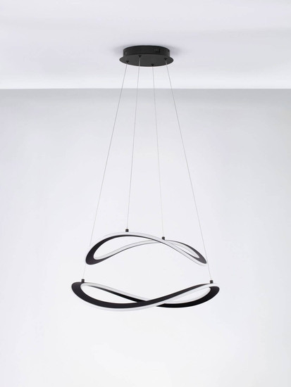 Nova Luce LED Pendelleuchte Celestia dimmbar 87W warmweiss 3000K Schwarz Aluminium Ø60cm 9030644