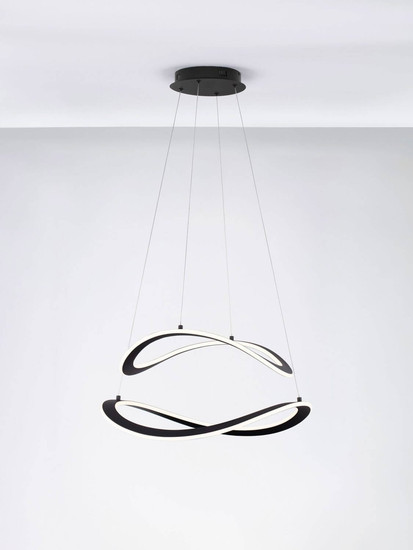 Nova Luce LED Pendelleuchte Celestia dimmbar 87W warmweiss 3000K Schwarz Aluminium Ø60cm 9030644