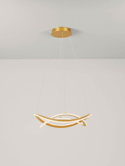 Nova Luce LED Pendelleuchte Celestia dimmbar 87W warmweiss 3000K Messinggold Aluminium Ø60cm 9030645
