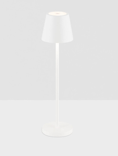 Nova Luce LED Akku-Tischleuchte Petit dimmbar 2W warmweiss 3000K IP54 salzwasserfest Weiß Aluminium Ø7cm 9030711