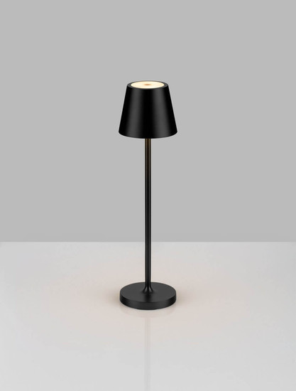 Nova Luce LED Akku-Tischleuchte Petit dimmbar 2W warmweiss 3000K IP54 salzwasserfest Schwarz Aluminium Ø7cm 9030712