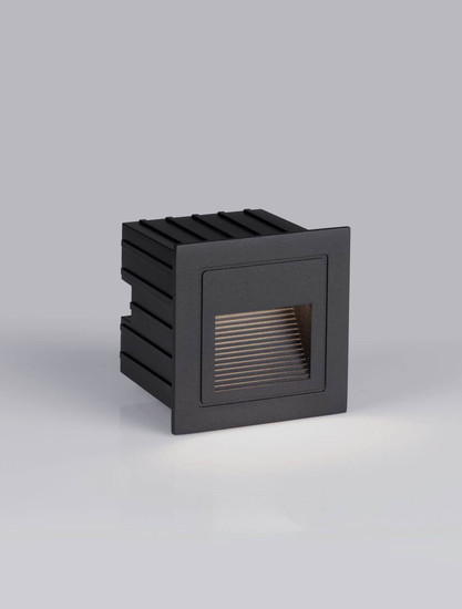 Nova Luce LED Wandeinbauleuchte Polka 3W warmweiss 3000K IP65 Schwarz Aluminium 8,5x8,5cm 9030757