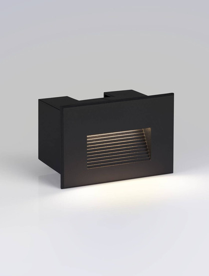 Nova Luce LED Wandeinbauleuchte Polka 4W warmweiss 3000K IP65 Schwarz Aluminium 12x8cm 9030760