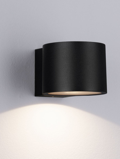 Nova Luce LED Außen-Wandleuchte Beta 8W warmweiss 3000K IP54 salzwasserfest Schwarz Aluminium Ø9cm 9030800