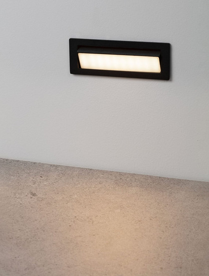 Nova Luce LED Wandeinbauleuchte Echo schwenkbar 6W warmweiss 3000K IP54 salzwasserfest Schwarz Aluminium 18x6cm 9030809