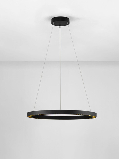 Nova Luce LED Pendelleuchte Deos dimmbar 27W warmweiss 3000K Schwarz Aluminium Ø65cm 9030894