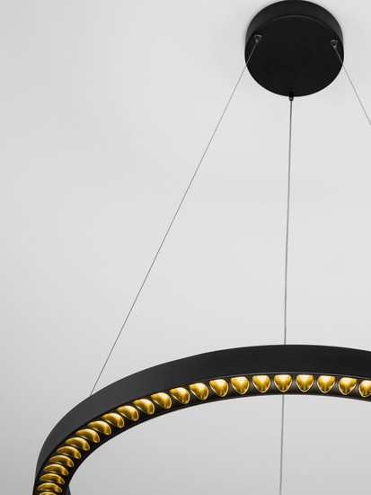Nova Luce LED Pendelleuchte Deos dimmbar 27W warmweiss 3000K Schwarz Aluminium Ø65cm 9030894