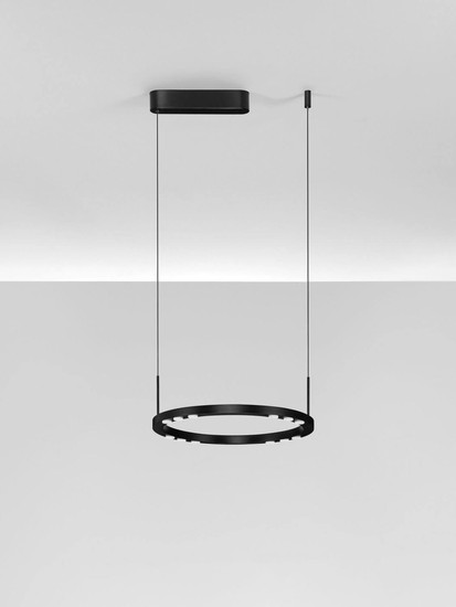 Nova Luce LED Pendelleuchte Lunette dimmbar 28W warmweiss 3000K Schwarz Aluminium Ø40cm 9030924