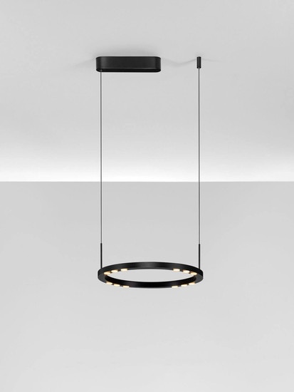 Nova Luce LED Pendelleuchte Lunette dimmbar 28W warmweiss 3000K Schwarz Aluminium Ø40cm 9030924