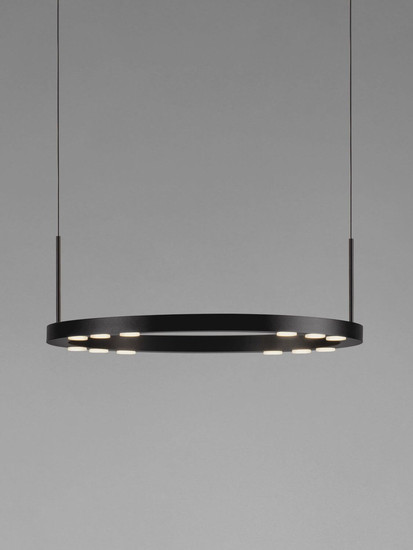 Nova Luce LED Pendelleuchte Lunette dimmbar 28W warmweiss 3000K Schwarz Aluminium Ø40cm 9030924