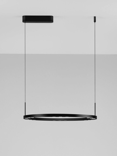 Nova Luce LED Pendelleuchte Lunette dimmbar 34W warmweiss 3000K Schwarz Aluminium Ø60cm 9030925