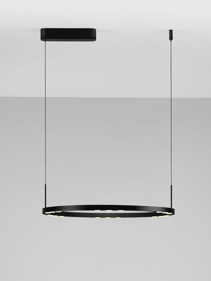 Nova Luce LED Pendelleuchte Lunette dimmbar 34W warmweiss 3000K Schwarz Aluminium Ø60cm 9030925