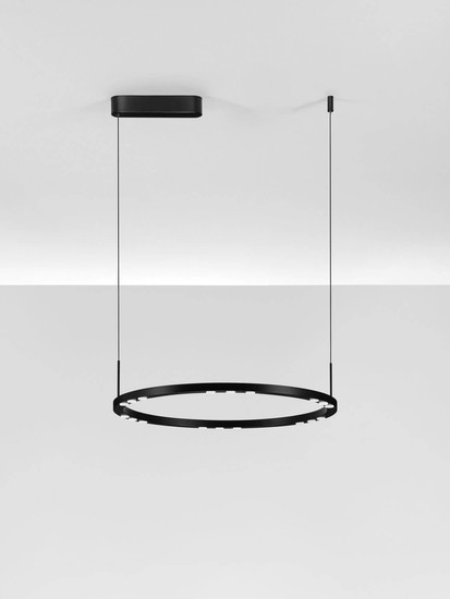 Nova Luce LED Pendelleuchte Lunette dimmbar 34W warmweiss 3000K Schwarz Aluminium Ø60cm 9030925
