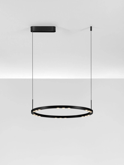 Nova Luce LED Pendelleuchte Lunette dimmbar 34W warmweiss 3000K Schwarz Aluminium Ø60cm 9030925