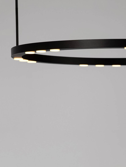 Nova Luce LED Pendelleuchte Lunette dimmbar 34W warmweiss 3000K Schwarz Aluminium Ø60cm 9030925