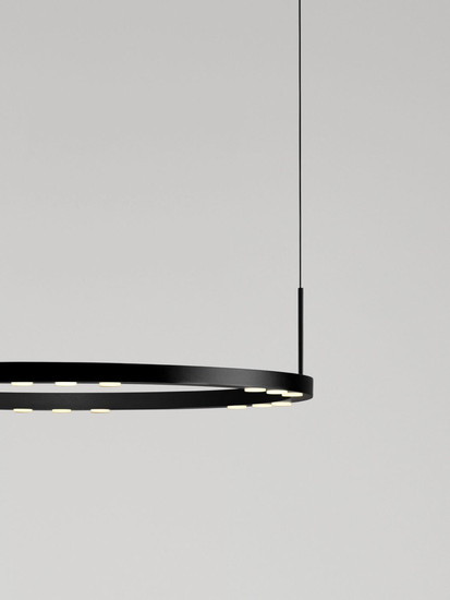 Nova Luce LED Pendelleuchte Lunette dimmbar 34W warmweiss 3000K Schwarz Aluminium Ø60cm 9030925