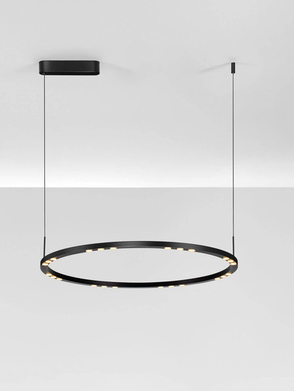 Nova Luce LED Pendelleuchte Lunette dimmbar 46W warmweiss 3000K Schwarz Aluminium Ø80cm 9030926