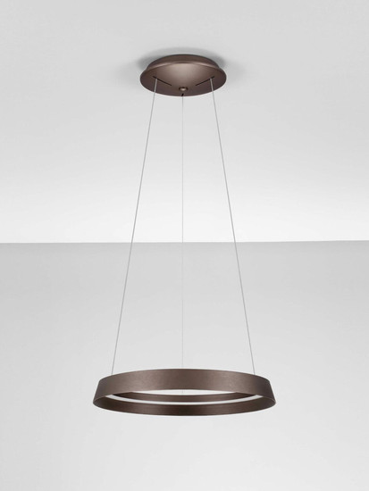 Nova Luce LED Pendelleuchte Ormi dimmbar 38W CCT warm-/neutralweiss 2700/3000/4000K Kaffeebraun Aluminium Ø45cm 9030927