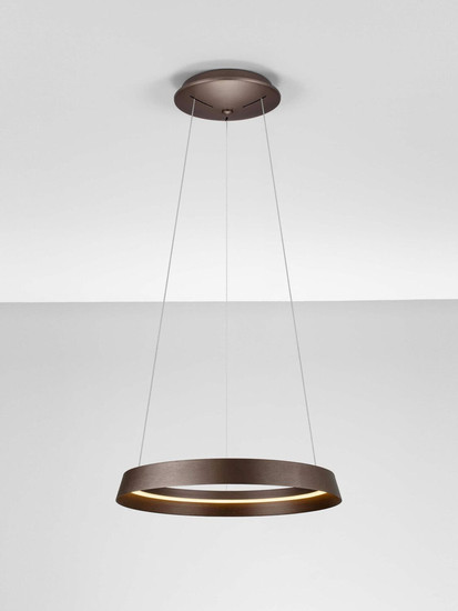 Nova Luce LED Pendelleuchte Ormi dimmbar 38W CCT warm-/neutralweiss 2700/3000/4000K Kaffeebraun Aluminium Ø45cm 9030927