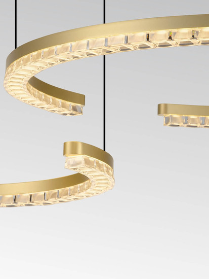 Nova Luce LED Pendelleuchte Greamy dimmbar 49W warmweiss 3000K Gold Aluminium 93x65cm 9030959