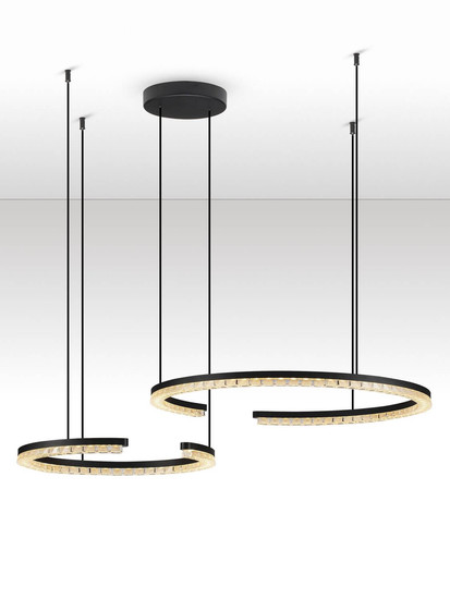 Nova Luce LED Pendelleuchte Greamy dimmbar 49W warmweiss 3000K Schwarz Aluminium 93x65cm 9030960