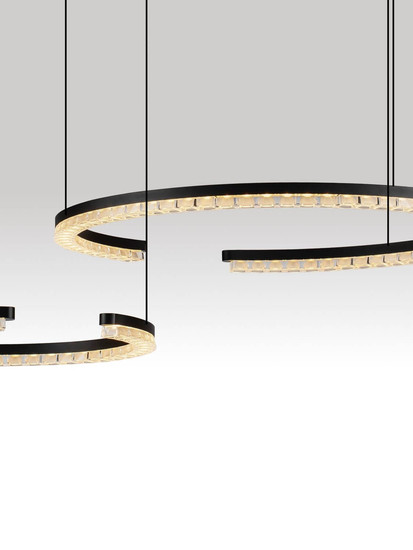 Nova Luce LED Pendelleuchte Greamy dimmbar 49W warmweiss 3000K Schwarz Aluminium 93x65cm 9030960