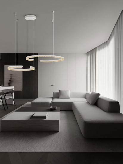 Nova Luce LED Pendelleuchte Greamy dimmbar 49W warmweiss 3000K Weiß Aluminium 93x65cm 9030961