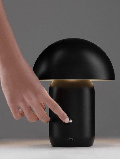 Nova Luce LED Akku-Tischleuchte Pois dimmbar 2W warmweiss 3000K Schwarz Stahl Ø20cm 9050169