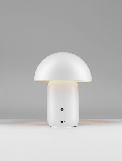 Nova Luce LED Akku-Tischleuchte Pois dimmbar 2W warmweiss 3000K Weiß Stahl Ø20cm 9050171