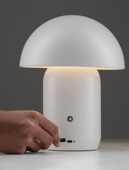Nova Luce LED Akku-Tischleuchte Pois dimmbar 2W warmweiss 3000K Weiß Stahl Ø20cm 9050171