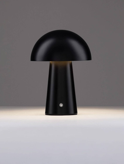 Nova Luce LED Akku-Tischleuchte Ande dimmbar 2W warmweiss 3000K Schwarz Stahl Ø16cm 9050175