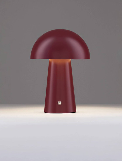 Nova Luce LED Akku-Tischleuchte Ande dimmbar 2W warmweiss 3000K Bordeaux Stahl Ø16cm 9050177
