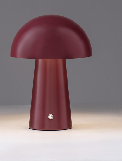 Nova Luce LED Akku-Tischleuchte Ande dimmbar 2W warmweiss 3000K Bordeaux Stahl Ø16cm 9050177