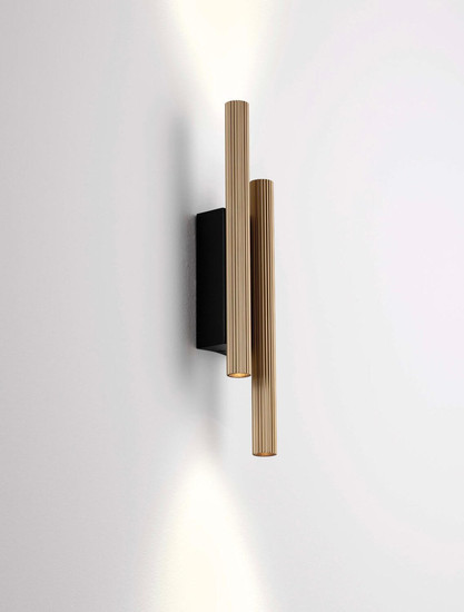 Nova Luce LED Wandleuchte Paron 15W warmweiss 3000K Schwarz Gold Aluminium 38x7cm 9060239
