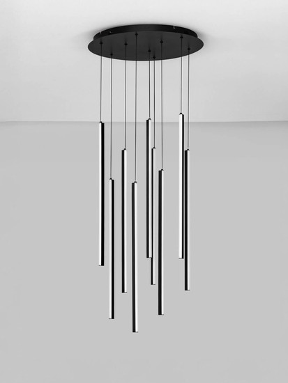 Nova Luce LED Pendelleuchte Gratta dimmbar 48W warmweiss 3200K Schwarz Aluminium Ø50cm 9081804