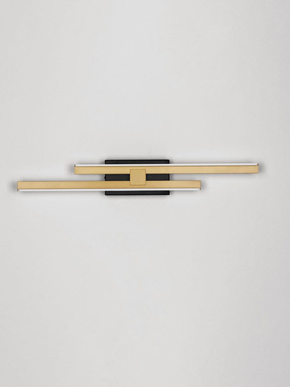 Nova Luce LED Wandleuchte Antama dimmbar 12W warmweiss 3200K Schwarz Gold Stahl Aluminium 53,5x8cm 9081808
