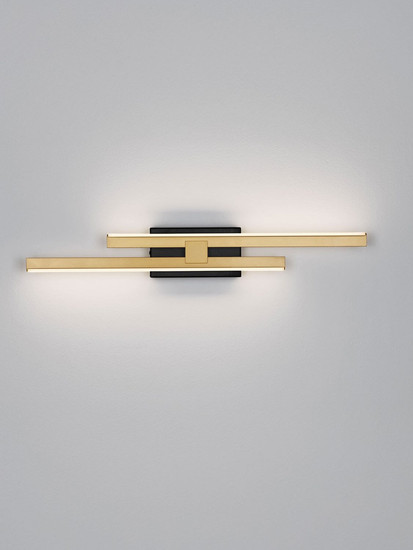 Nova Luce LED Wandleuchte Antama dimmbar 12W warmweiss 3200K Schwarz Gold Stahl Aluminium 53,5x8cm 9081808