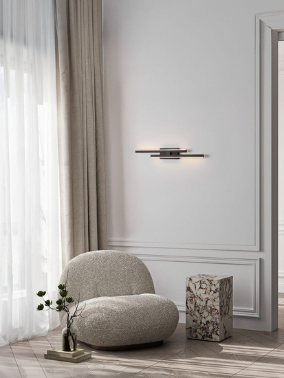 Nova Luce LED Wandleuchte Antama dimmbar 12W warmweiss 3200K Schwarz Stahl Aluminium 53,5x8cm 9081809