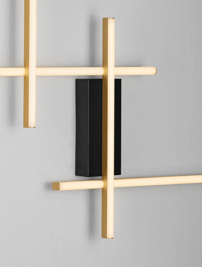 Nova Luce LED Wandleuchte Apecho dimmbar 34W warmweiss 3200K Schwarz Gold Stahl Aluminium 62x59cm 9081813