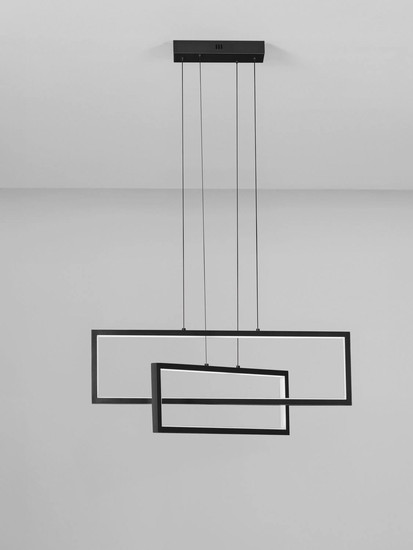Nova Luce LED Pendelleuchte Alis dimmbar 47W warmweiss 3200K Schwarz Stahl Aluminium 70x9,5cm 9081817