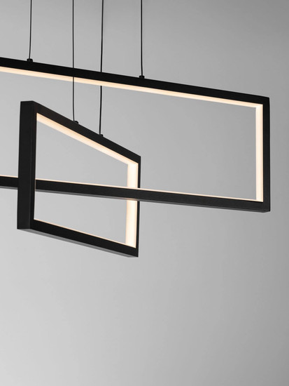 Nova Luce LED Pendelleuchte Alis dimmbar 47W warmweiss 3200K Schwarz Stahl Aluminium 70x9,5cm 9081817