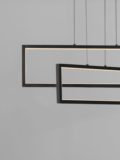 Nova Luce LED Pendelleuchte Alis dimmbar 47W warmweiss 3200K Schwarz Stahl Aluminium 70x9,5cm 9081817