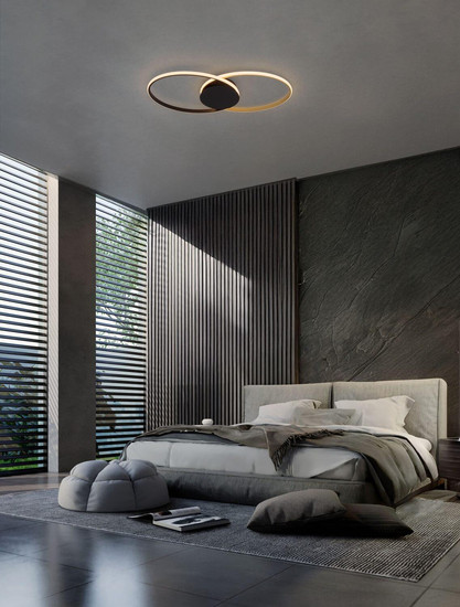 Nova Luce LED Deckenleuchte Aveo dimmbar 43W warmweiss 3200K Schwarz Gold Stahl Aluminium 69x32cm 9081825